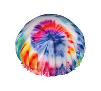 Beautiful World Rainbow Tribe Print Shower Cap Reusable Bath Cap Double Layer Bath Hair Caps, Keeps Hair Dry, Fits All Head