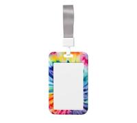 Beautiful World Rainbow Tribe Printed Id Card Badge Holder with Neck Strap Waterproof Name Card Holder Plastic Vertical Sleeve Pocket