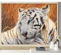 Beautiful Yellow Prairie White Lovely Tiger 3D Wallpaper Luxury Silk Study Dining Feature Sofa Grey Bedroom Living Room Tv Decorative Wall-300cm×210cm