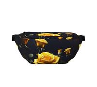 Beautiful Yellow Roses Crossbody Waist Bag.Large Capacity, Waterproof And Dustproof, Secure Zipper, Suitable For Travel And Outdoor Activities., Black, One Size