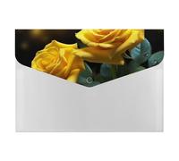 Beautiful Yellow Roses File Folder, Plastic Accordion File Folders with 6 Pockets, Expanding File Organizer with Snap Closure, Portable Document Paper Organizer, Office Supplies Filing Folders