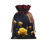 Beautiful Yellow Roses Holiday Printed Drawstring Pouch S, Polyester Holiday Storage Pouch With Tag