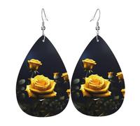 Beautiful Yellow Roses Leather Earrings, Women'S Accessories, Suitable For Everyday Wear, Commuting And Travel.