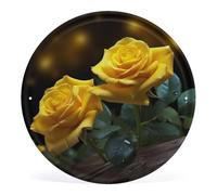 Beautiful Yellow Roses Metal Tin Sign Round Print Art Tin Signs Vintage Iron Hanging Signs Funny Metal Poster Banner Decorative Iron Wall Art for Home Bar Coffee Garden