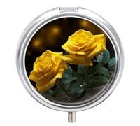 Beautiful Yellow Roses Pill Box, 3 Compartment Small Pill Case Waterproof Travel Pill Organizer for Pocket Or Purse Portable Mini Medicine Tablet Vitamin Holder Pill Case