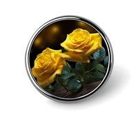 Beautiful Yellow Roses Round Badge 25mm/1 Inch Metal Buttons Round Badge Pin Button Parts Classic Pin Holders Buttons for Shirts Clothes Individualistic Brooch