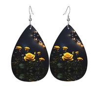Beautiful yellow roses Teardrop-shaped leather earrings are a luxurious and fashionable accessory suitable for women, showcasing individual charm.