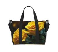 Beautiful Yellow Roses Travel Tote Bag Unisex, Water-Resistant Weekend Gym Bag, Large Capacity Adjustable Shoulder Strap Travel Bag