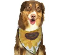Beautiful Yellow Summer Sunflower Dog Bandanas Adjustable Kerchief Triangle Bibs Scarf Washable Soft Pet Bandanas for Medium Large Puppy Cats Pet Costume Accessories Decoration