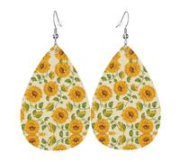 Beautiful Yellow Sunflower Drop Earrings For Women, Artistic Star Earrings, Contemporary Dangle Jewelry For Parties And Social