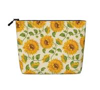 Beautiful Yellow Sunflower Print Makeup Bag, Toiletry Organizer,One Pack for Multiple Daily Uses, Business Trip Companion