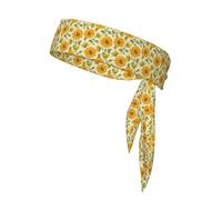Beautiful Yellow Sunflower Print Ninja Headbands,Adjustable Head Tie For Men, Sports Sweatband For Yoga Running Basketball