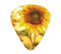 Beautiful Yellow Sunflower Printed Guitar Picks 12-Piece Set - Comfortable, Versatile Plectrum for All Guitar Styles & Players