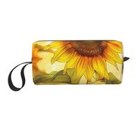 Beautiful Yellow Sunflower Printed Travel Makeup Bag Portable Cosmetic Bag Makeup Case Toiletry Handbag Organiser for Women