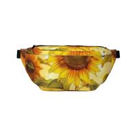 Beautiful Yellow Sunflower Printed Waist Bag Adjustable Bum Bag Lightweight Travel Waist Fanny Pack Belt for Walking Cycling Hiking Travel