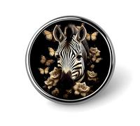 Beautiful Zebra Surrounded by Flowers Badge Round Badge Pin Button Lapel Pin Print Brooch Gifts for Men Women 1 Inch