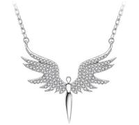 Beautiful Zircon Studded Angel Wing Pendant Necklace Thoughtful Loved People Wing Pendant Accessories Party Jewelry Gift