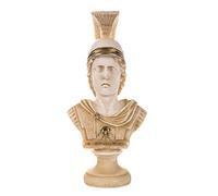 BeautifulGreekStatues Alexander The Great of Macedonia With Helmet Alabaster Bust Statue Gold Tone 7.48 Inches