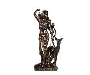 BeautifulGreekStatues Artemis Diana Gr oddess with Deer Cold Cast Bronze Statue Figurine 9.85 Inches