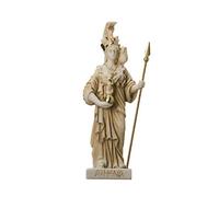 BeautifulGreekStatues Athena with Owl Goddess of wisdom and war Alabaster Gold tone Statue 6.29"