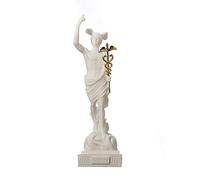 BeautifulGreekStatues Hermes Mercury God Zeus Son Roman Statue Alabaster Museum Copy Art 10.2" 26cm