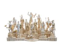 BeautifulGreekStatues Set 12 Olympian Gods of Mount Olympus Pantheon Gold Tone Alabaster Statues 6.7"