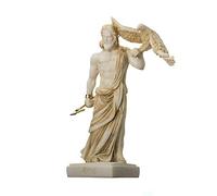 BeautifulGreekStatues Zeus Gr od Jupiter Thunder Statue Figurine Gold Alabaster 6.3"