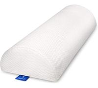 BeautifulLife Back Pain Relief Memory Foam Pillow - Half Moon Bolster Knee Pillow for Side, Back, Stomach Sleepers - Creamy White, 18.5" x 8" x 4.5"