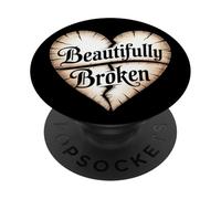 Beautifully Broken Christian Heart Religious Quote PopSockets Adhesive PopGrip