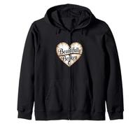 Beautifully Broken Christian Heart Religious Quote Zip Hoodie