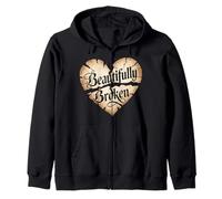 Beautifully Broken | Christian Quote Zip Hoodie