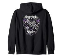 Beautifully Broken Emo Gothic Design Zip Hoodie
