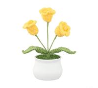 Beautifully Crafted Hand Knitted Lily of the Valley Pot Timeless Home Accents (Yellow)