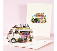 Beautifully crafted Pop up greetings craft card for any occasion | 3D flowers shop van | Ideal for Mother Mum Wife Girlfriend Valentines etc | Blank Inside to write whatever message you like