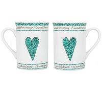 Beautifully Designed 55th Emerald Wedding Anniversary Set of Ceramic Mugs with Hearts | Dishwasher and Microwave Safe with Decorative Keepsake Box