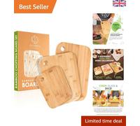 Oliver's Kitchen - 3 x Set of Wooden Chopping Boards - Different Sizes for Every Occasion - Beautifully Designed, Durable & Hard Wearing - 100% N