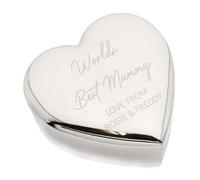 Beautifully Engraved Personalised Worlds Best Mummy Design Heart Shaped Trinket Box