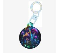 Beautifully Glowing Mushrooms Dog Tags Round Pet Tag,Acrylic Pet ID Tags Durable and Stylish,Perfect for Small to Large Pets