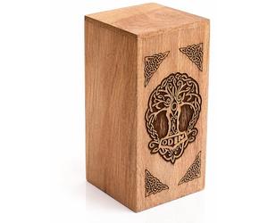 Beautifully Hand Engraved Wooden Urn Box For Human Ashes Funeral Cremation Burial Casket Keepsake Ash Scatter Box Male Female Adult Tree Of Life Decor Lifelong Memorial Columbarium 12 x 12 x 25 cms
