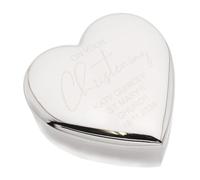 Beautifully Personalised Engraved Christening Design Heart Shaped Trinket Box
