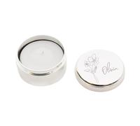 Beautifully Personalised With Name & February Birthday Violet Flower Design Round Metal Candle Holder with Tea light