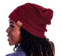 Beautifully Warm Women's Winter Slouchy Beanie Satin Lined Hat, (Burgundy), L