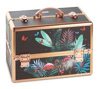 Beautify Make Up Vanity Case, Travel Jungle Print 3 Tier Makeup Box w/Extendable Trays, Spacious Storage & Removable Dividers to Create Compartments, Lockable Makeup Vanity Case for Professionals