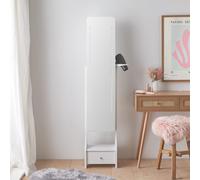 Beautify Full Length Free Standing Jewellery Cabinet Armoire with Storage Drawer in White Beautify White