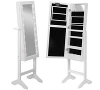 Beautify Full Length Free Standing LED Storage Mirror Armoire in White Beautify White