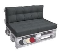 Beautissu 2pcs Outdoor Pallet Furniture Cushions 1x Seat 120x80 cm & 1x Back 120x40 cm - Euro Pallet Sofa Lounge Cushion Garden Bench Graphite Grey - Eco Elements