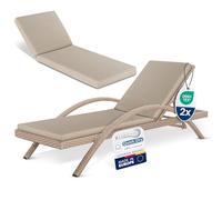 Beautissu 2pcs Sun Lounger Cushion Only Waterproof Weatherproof Washable