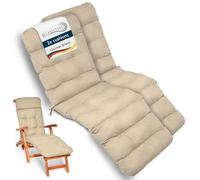 Beautissu 2x Deck Chair Sun Lounger Cushion 200x50x8cm Flair DC - Outdoor Garden Recliner Sunbed Steamer Chair Cushions for Patio Garden Terrace Balcony Natural
