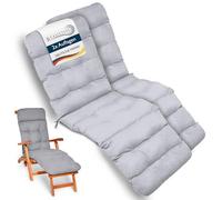 Beautissu 2x Deck Chair Sun Lounger Cushion 200x50x8cm Flair DC - Outdoor Garden Recliner Sunbed Steamer Chair Cushions for Patio Garden Terrace Balcony Light Grey