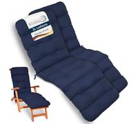 Beautissu 2x Deck Chair Sun Lounger Cushion 200x50x8cm Flair DC - Outdoor Garden Recliner Sunbed Steamer Chair Cushions for Patio Garden Terrace Balcony Dark Blue